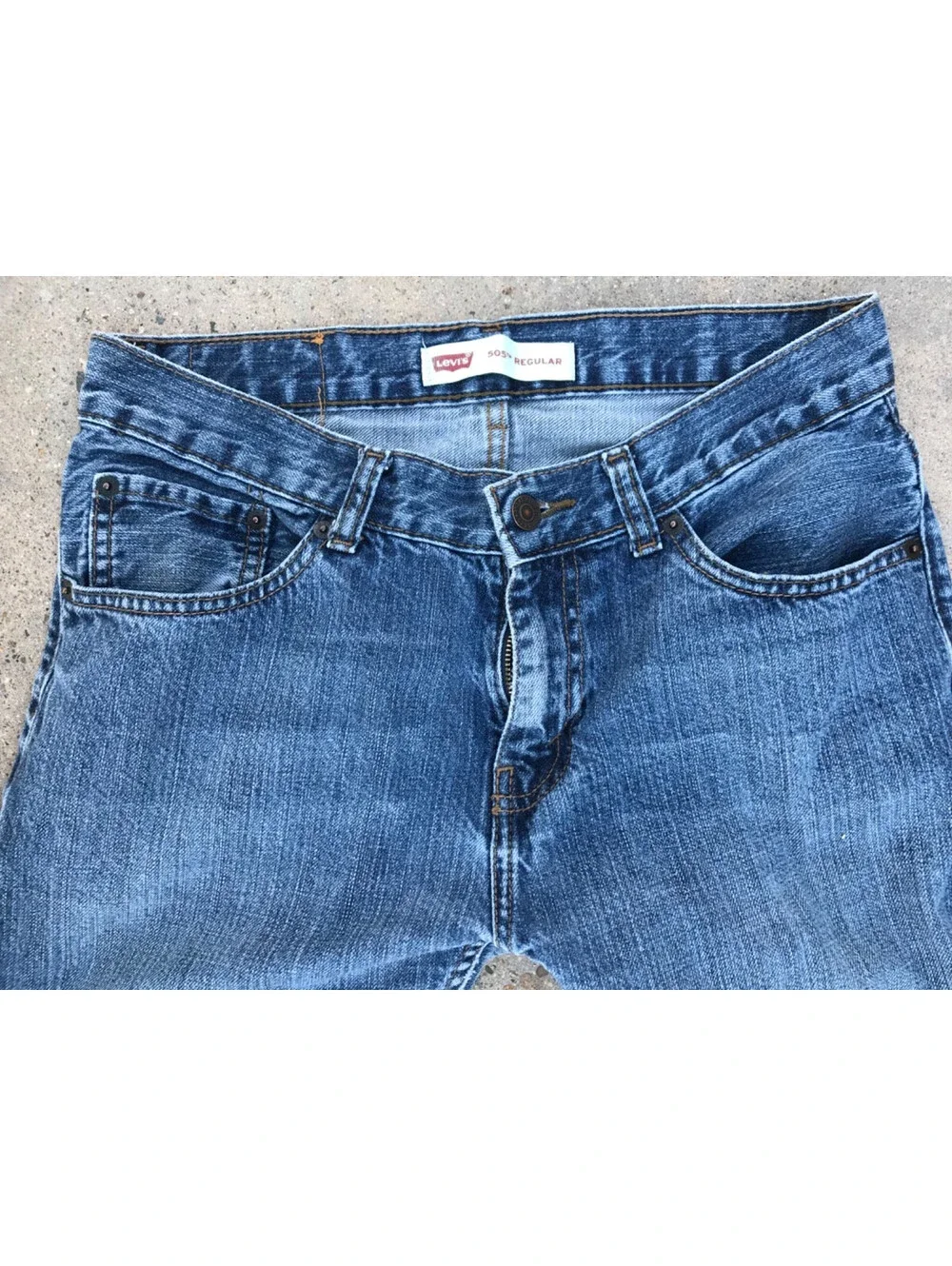 Levis 505 Mens Blue Denim Jeans 18 Regular 29x29 Med Wash Lite Fading no Tab